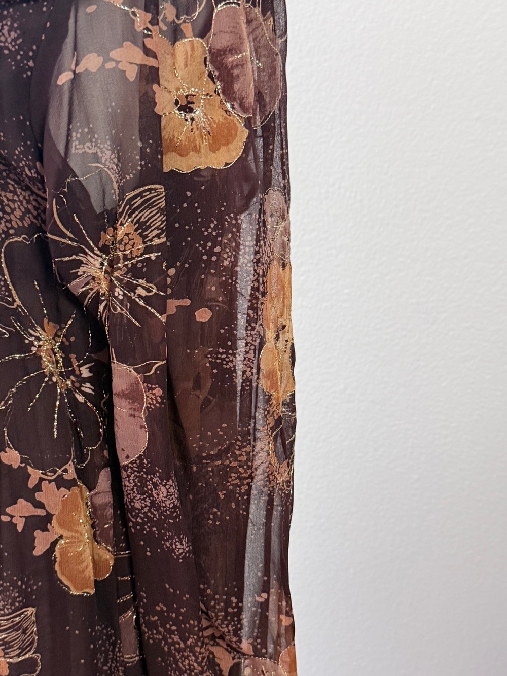 Brown Floral Ruffle Long-Sleeve Maxi Dress - Picture 4 of 14